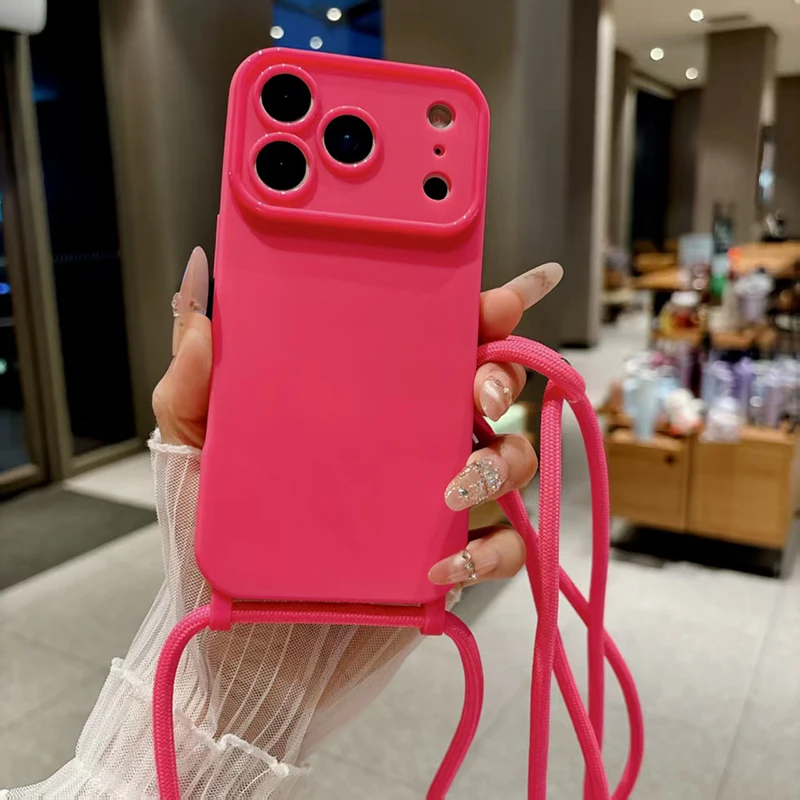 Für iPhone 18 Pro Max 13 14 15 16 17 Tragbare Bonbonfarbene Handyhülle mit Großem Fenster, Schultergurt und Stoßdämpfung – Detail 11
