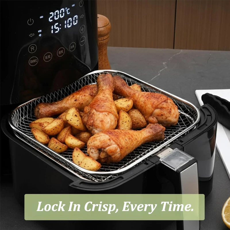 Air Fryer Baking Rack Stackable Stainless Steel Air Fryer Basket Accessories for Baking Roasting, Oven & Dishwasher Safe