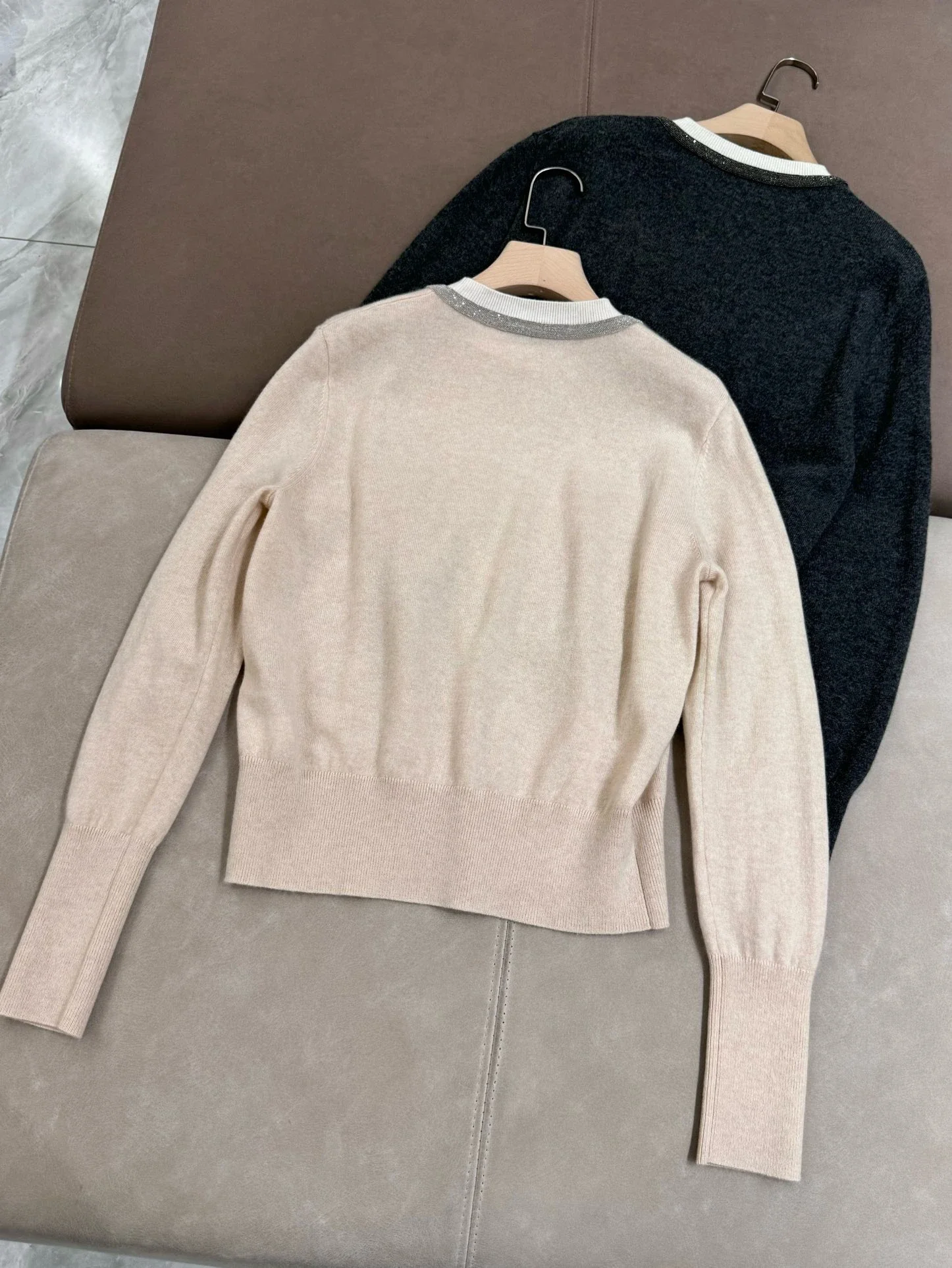 Pullover for Women 2024 New Winter Autumn Cashmere Contrast Color O-neck Loose Casual long Sleeve Sweater