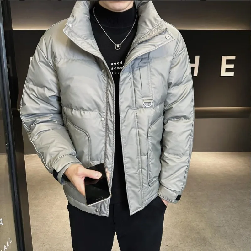 High-End Men Stand Collar Down Jacket Winter New Male Thicken Warm Pure Color Large Size Coat Fashion Casual Versatile Outerwear