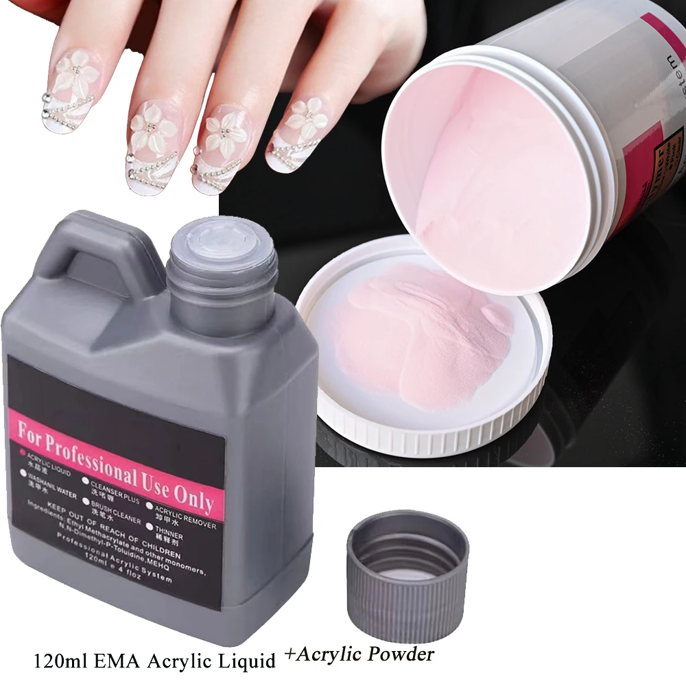 

2Pcs/Lot 120ml EMA Polymer Acrylic Liquid&Powder Pink Nail Builder/Dipping/Carve Acrylic Powder For Nail Builder Extended Powder