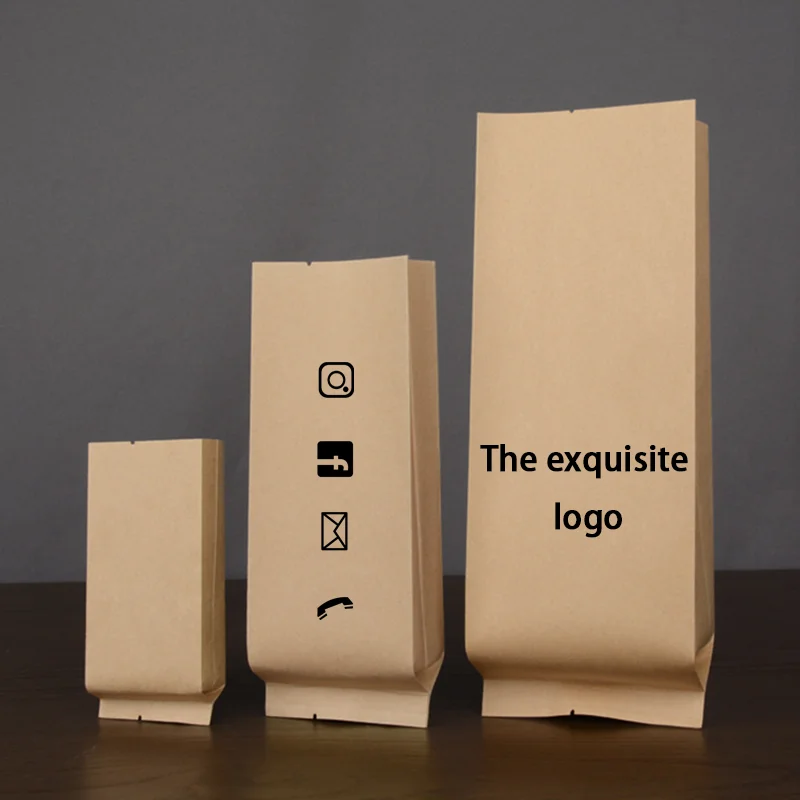 100 heat-sealable kraft paper bags, suitable for small business gift bags, thickened packaging bags, with customizable logos