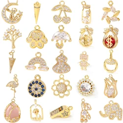 18K Gold Color Brass and Zircon Charms Pendants Jewelry Making Supplies Diy Necklaces Earrings Bracelets Findings Accessories
