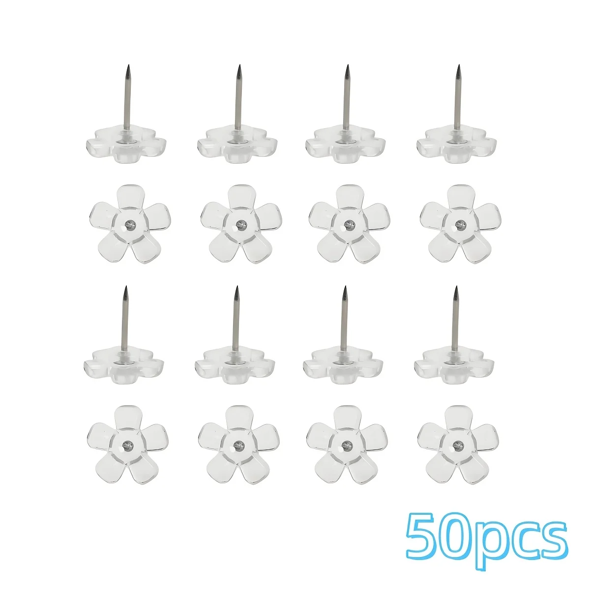 50pcs of -Shaped Push Pins, Clear, Used for Decorating And Securing Photo Walls And Message Boards