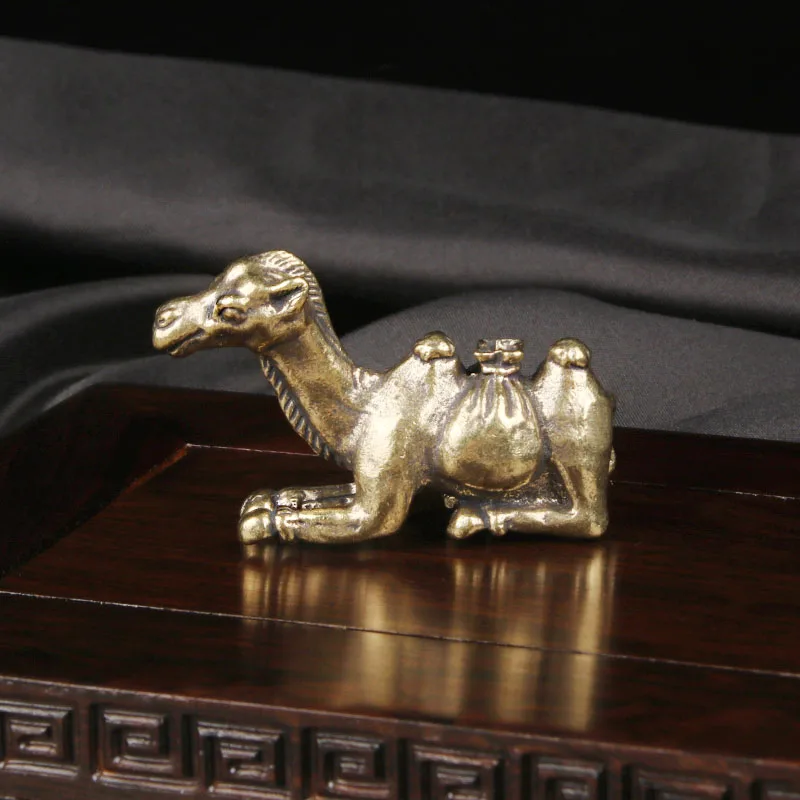 Brass Camel Desktop Ornament Study Paper Holder Pen Holder Stationery Tea Pet Decoration Copper Carving Craft Gift home decor