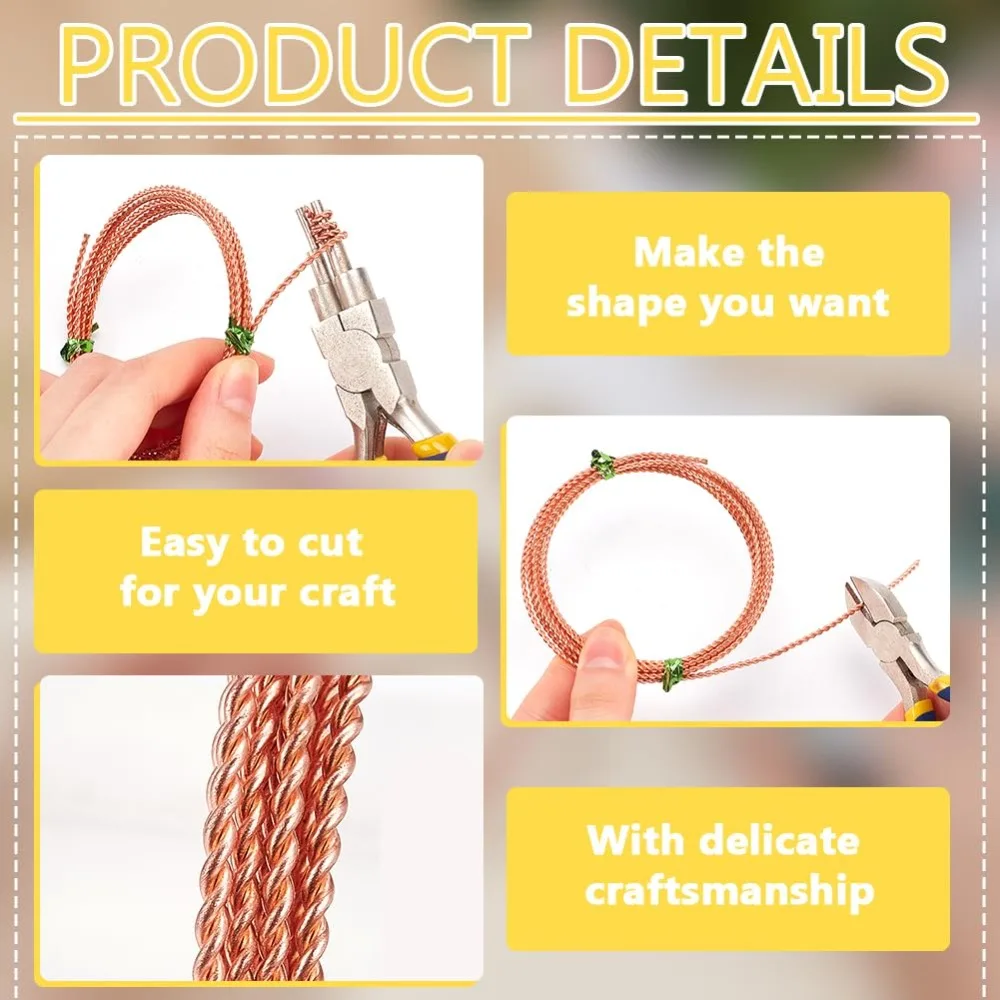 2 Rolls 13.12Feet Twist Jewelry Wire 12 Gauge/2mm Copper 2m/6.6 Feet 2 Strand Twist Great for Jewelry Making kit image 4