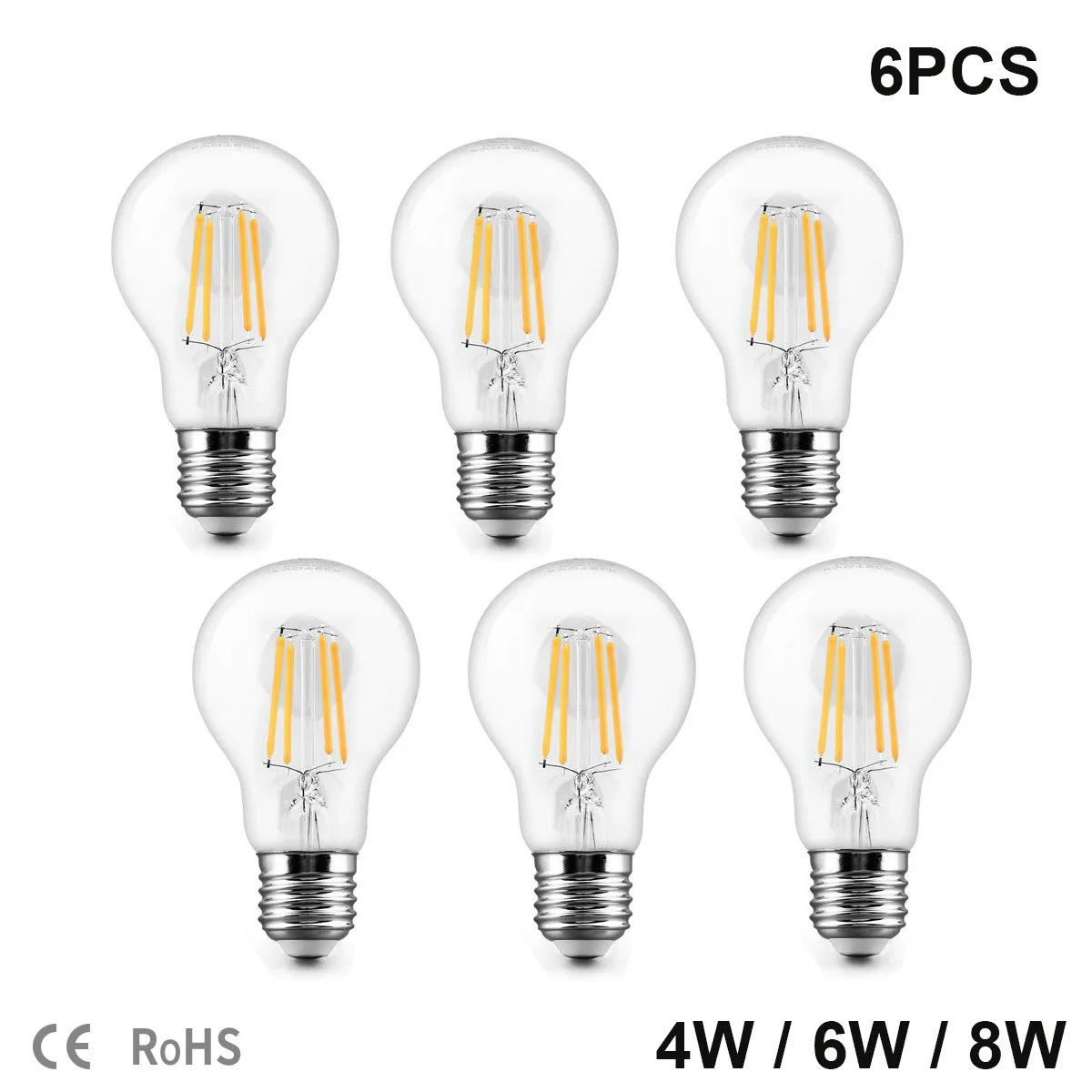 Żarówki Edison Led A19 Lampara E27 4W 6W 8W 220V ciepłe białe naturalna biel 2700K 4500K światło Retro żarówki z funkcją ściemniania Bombillas