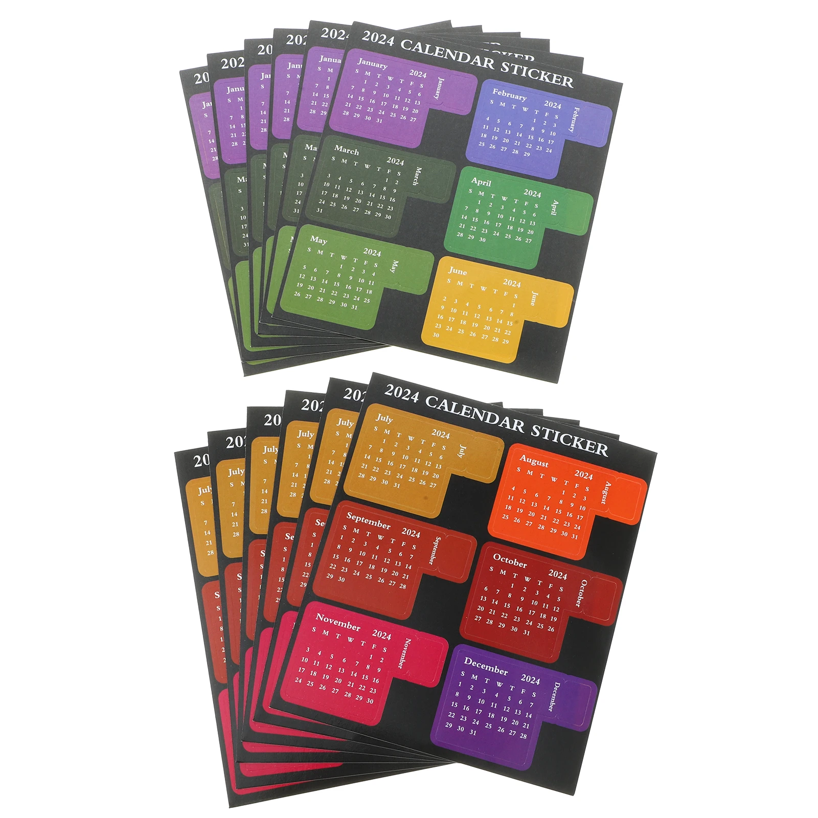 

12 Sheets Stickers DIY Sticky Paper Calendar Mini Calander Decorate Monthly Tabs As Notebook Size Office
