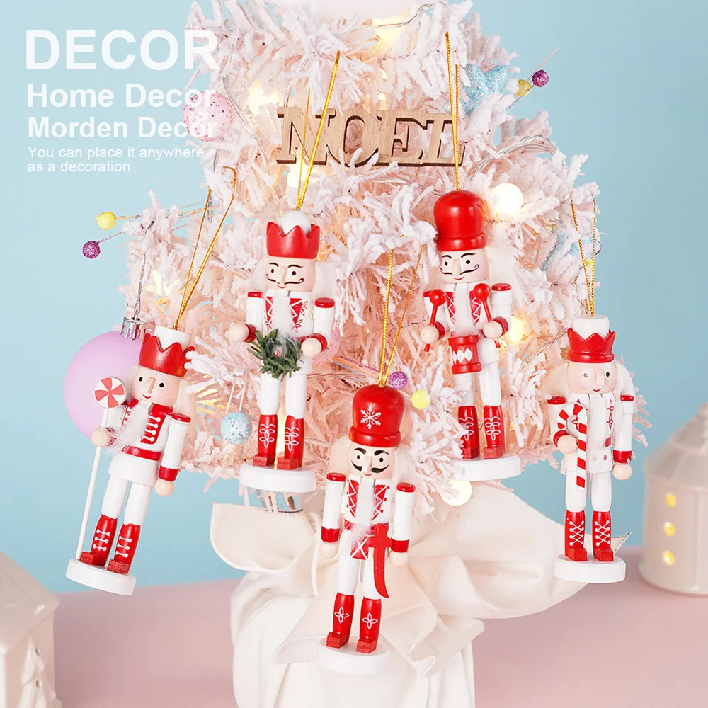 12cm 5/10/15 pçs vermelho ouro rosa quebra-nozes soldado fantoche dollpendant para o natal crianças presentes árvore pingente ornamentos decoração