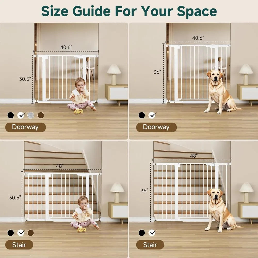

29.7-40.6" Baby Gate for Stairs, Mom's Choice Awards Winner-Dog Gate for Doorways, Pressure Mounted Self Closing Pet Gates
