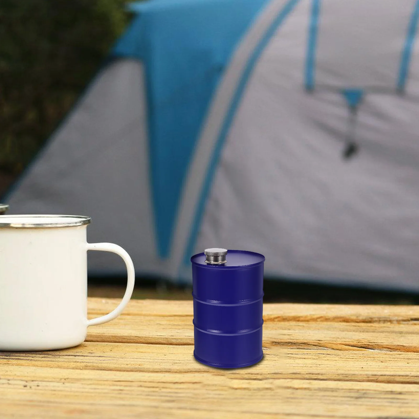 

750Ml Outdoor Wine Canteen Portable Stainless Steel Camping Flask Whiskey Bottle for Hiking and Picnics Blue