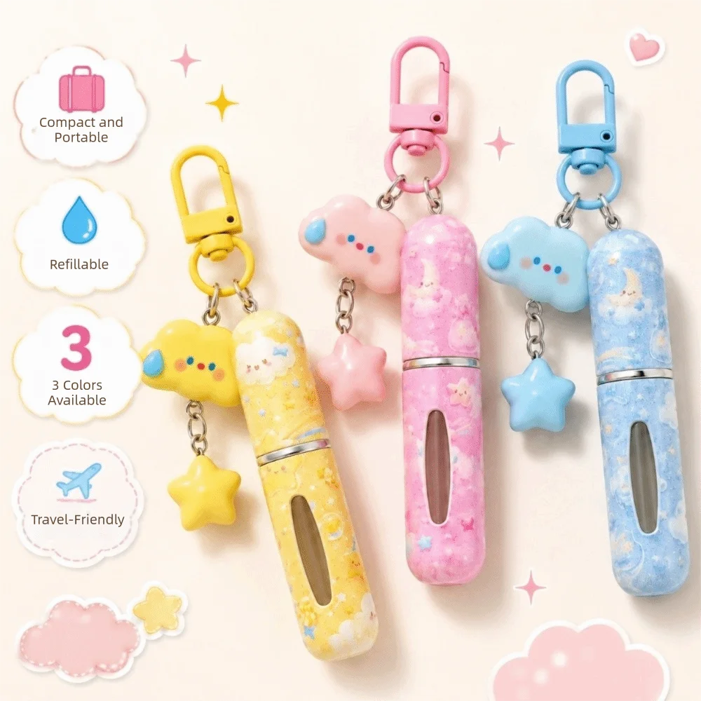 Portable 5ml Mini Perfume Bottle Cloud Refillable Liquid Cosmetic Container with Key Ring Leak-proof Spray Bottle Travel view 5