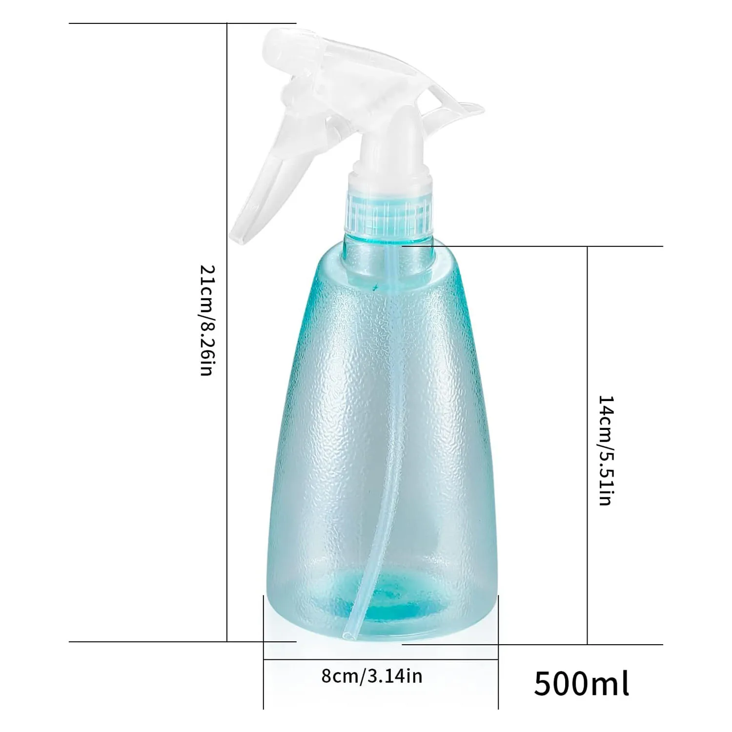 1 Pcs 500 ml/17 oz Empty Plastic Spray Bottles, Refillable Adjustable Mist Sprayer Bottles for Cleaning Solutions, Hair Misting