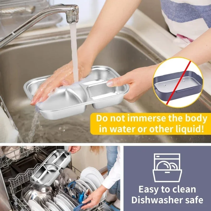 1pc Electric Lunch Box Food Heater, Portable Heating Lunch Box For Cars And Homes, Stainless Steel Container Fork And Spoon And