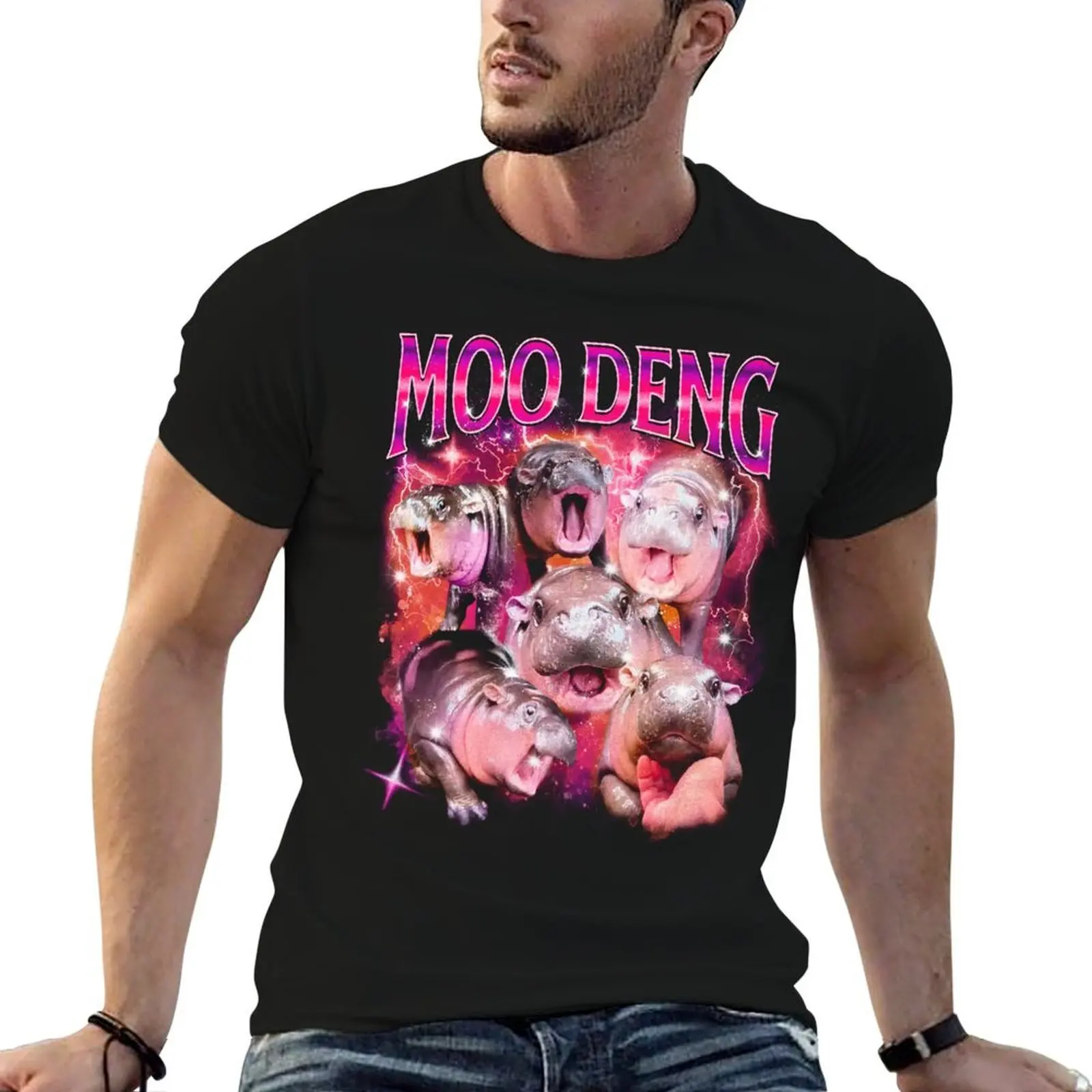 

Moo Deng Bouncy Pig in Thailand Baby Hippo Khao Kheow Open Zoo, Cute Moo Deng T-Shirt man t shirts for men casual T-Shirt