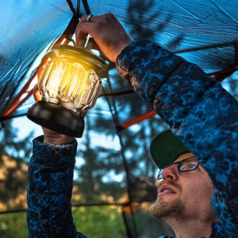 Retro Portable Camping Lantern 6000mAh Outdoor Kerosene Vintage Camp Lamp 3 Lighting Modes Tent Light for Hiking Climbing Yard