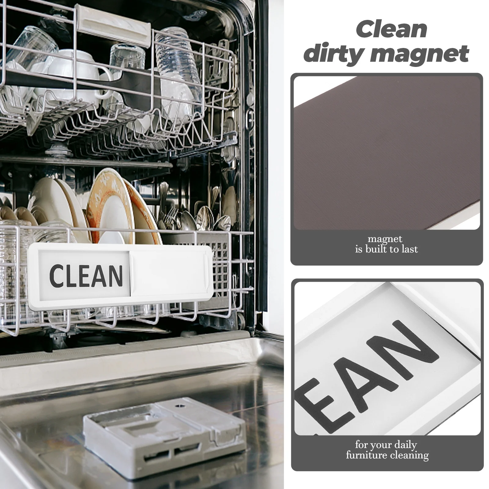 

2 Pcs Magnet Cleaning Signs Dirty Dishwasher Indicator Letter and Magnetic Magnets