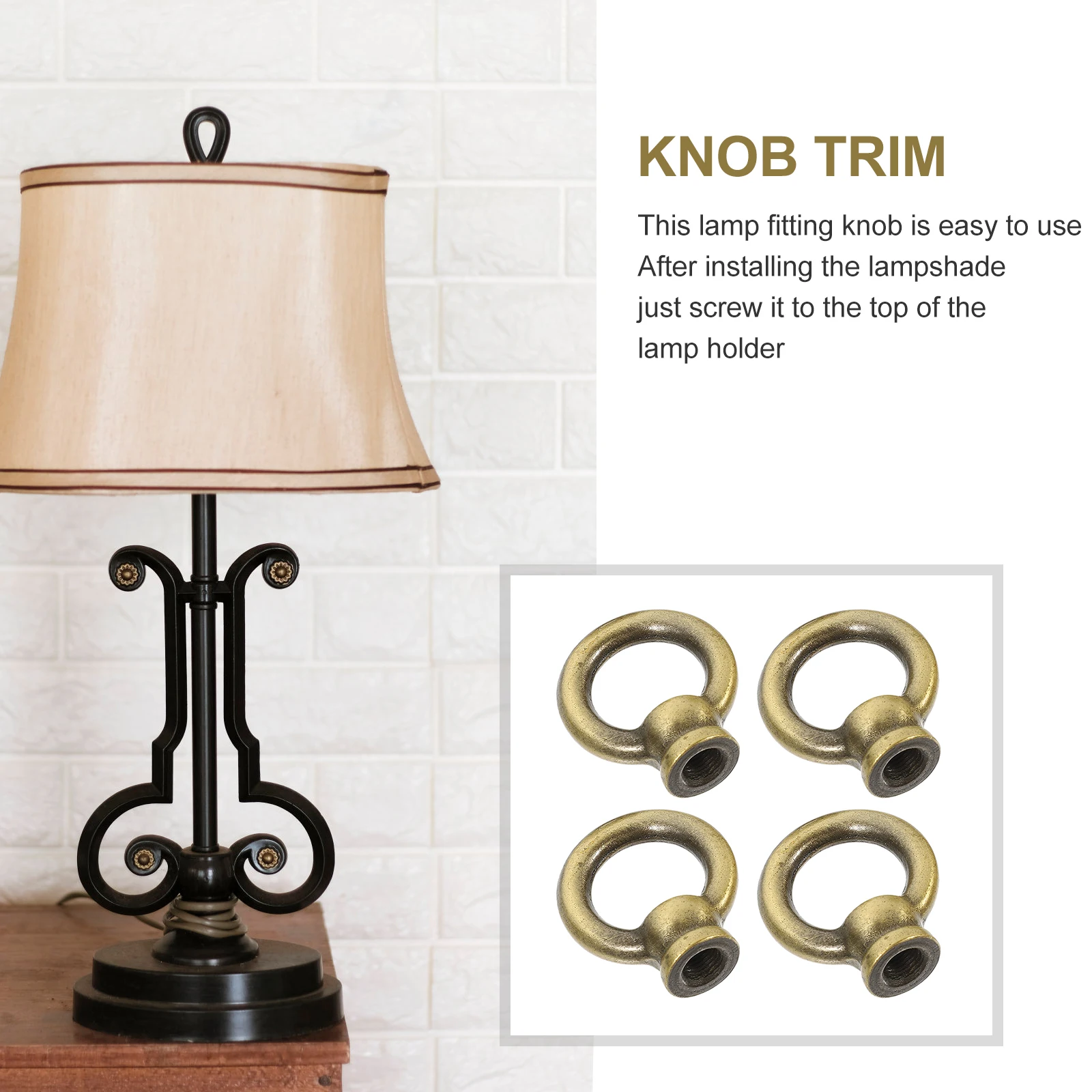 

4pcs Lamp Finials Caps Metal Decoration for Lamp Shade Modern Stylish Accessories Retro Knob Harp Cap Long Term Use