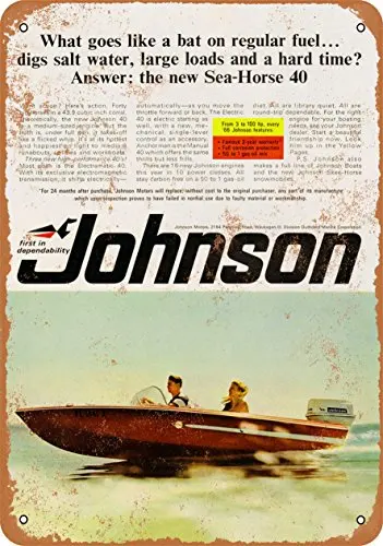 Wall-Color  Metal Sign - 1966 Johnson Sea-Horse 40 Outboard Motors - Vintage Look