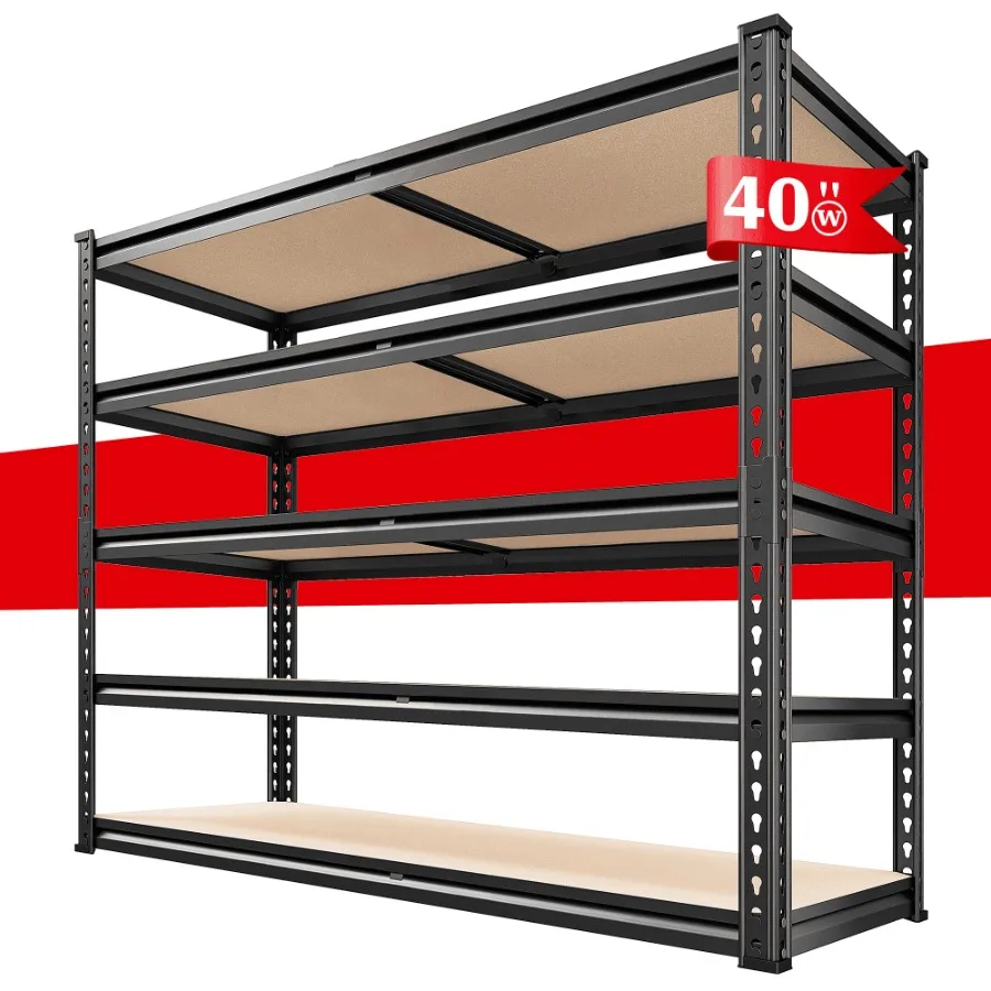 REIBII 3000LBS Garage Shelving Unit Heavy Duty Storage Shelves 5-Tier Metal Shelves for Pantry Industrial Shelf 40W x 20D x 72H