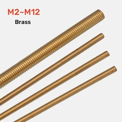 1/2/3pcs M2 M2.5 M3 M4 M5 M6 M8 M10 M12 Brass Full Threaded Rod Copper Bar Stud  Bolt Long Shaft Rod Length 200/230/250/500mm