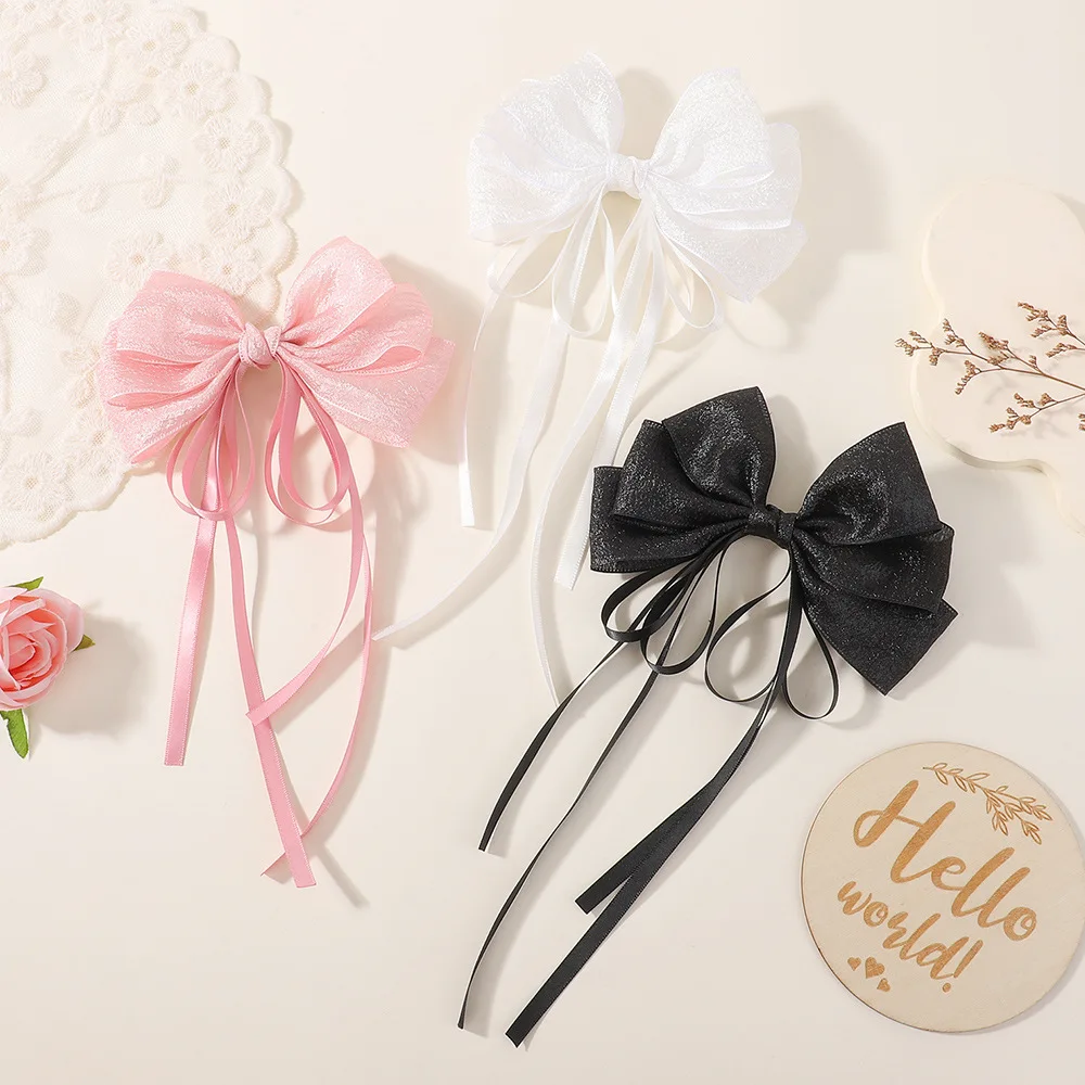 

45 PCS/Lot, 5.5” Fashion Ribbon Bow Hair Clips For Women Girls Hair Accessories