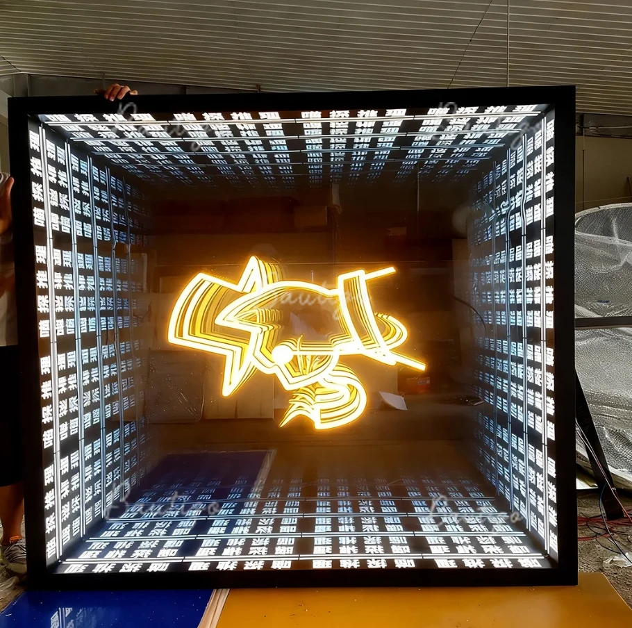 Personalized Illuminated Infinity Mirror Sign Glowing Custom Decor LED 3D Light for Good Times LED Sign Custom Advertising Sign