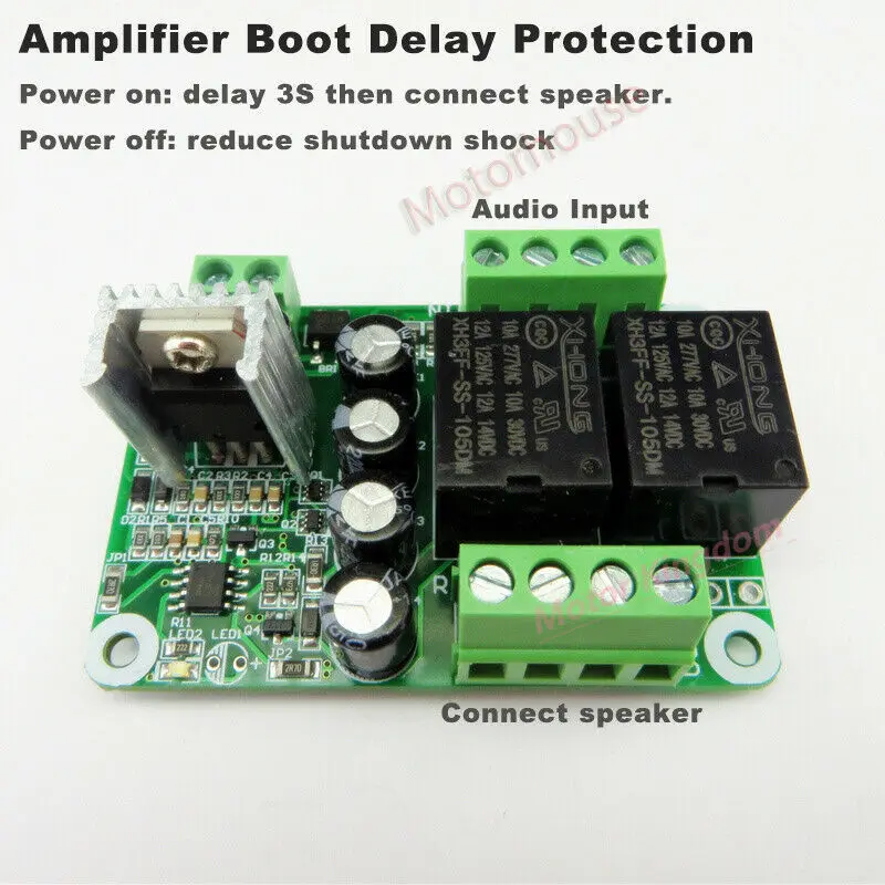 AC 7V-18V DC 8V-28V Audio Stereo Power Amplifier Module 12V 24V Speaker Boot Delay Protection Board Circuit