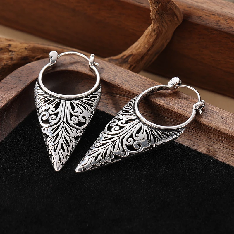 Vintage Hohl Ohrringe Antike Geometrische Tropfen Ohrringe Für Frauen Earing Schmuck Blatt Muster Ohrringe