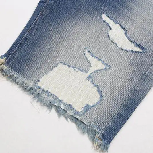 Gallery Dept New Damage Ripped Patch Denim Shorts Knife Cut Fringed Jeans Casual Pants view 4