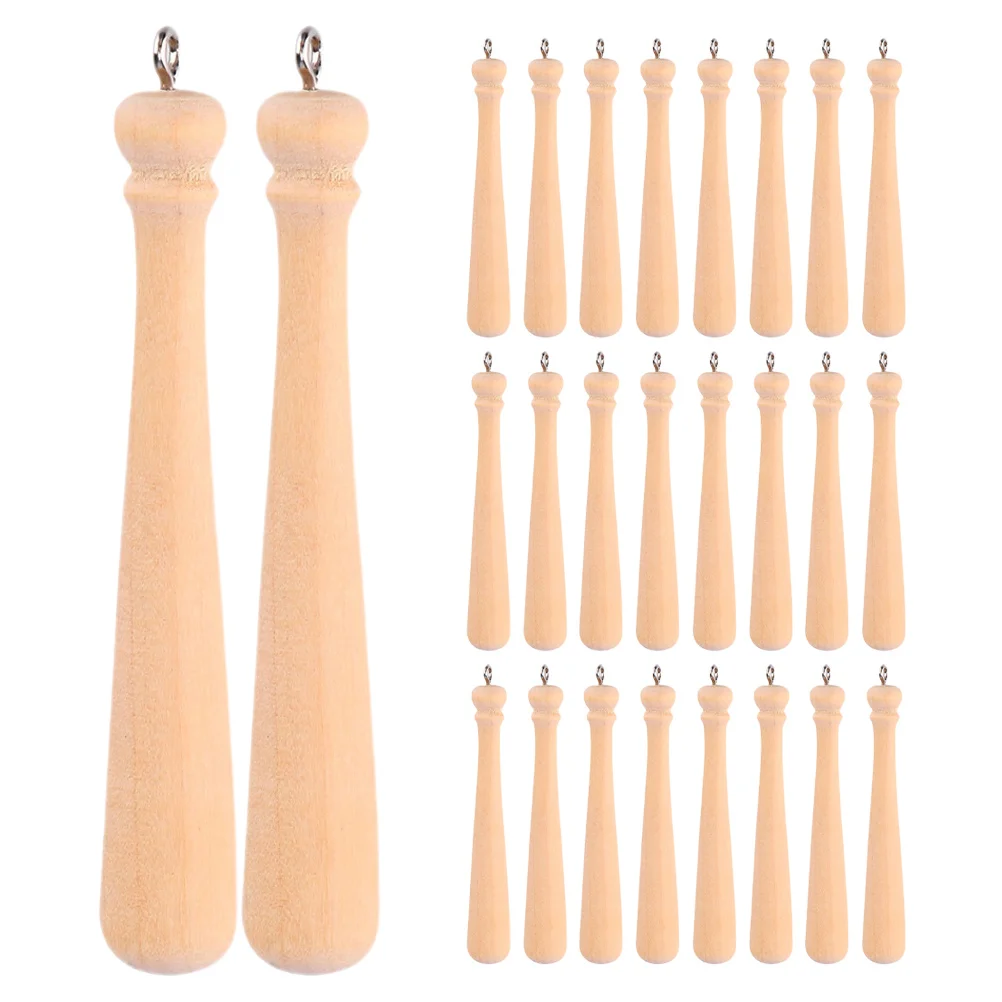 

50pcs Mini Baseball Bat Keychain Wooden Sport Theme Charm For Diy Craft Bag Decoration Unfinished Wood Pendant Sports Key Rings