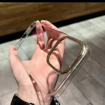 Nouveau luxe Transparent PC antichoc pare-chocs coque de téléphone pour iphone 15 14 13 12 Pro Max 14 15 Plus boutons en métal couverture