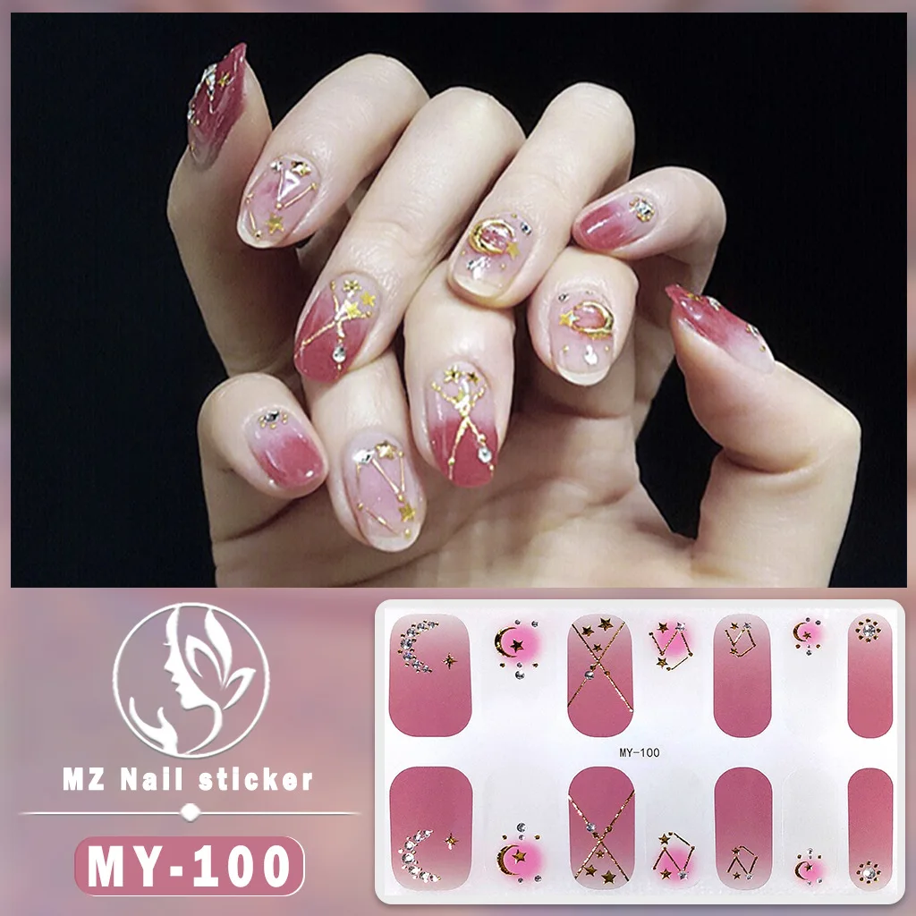 Bake free gel 3D nail sticker Full coverage nail polish film sticker Japanese and Korean waterproof diamond like nail sticker