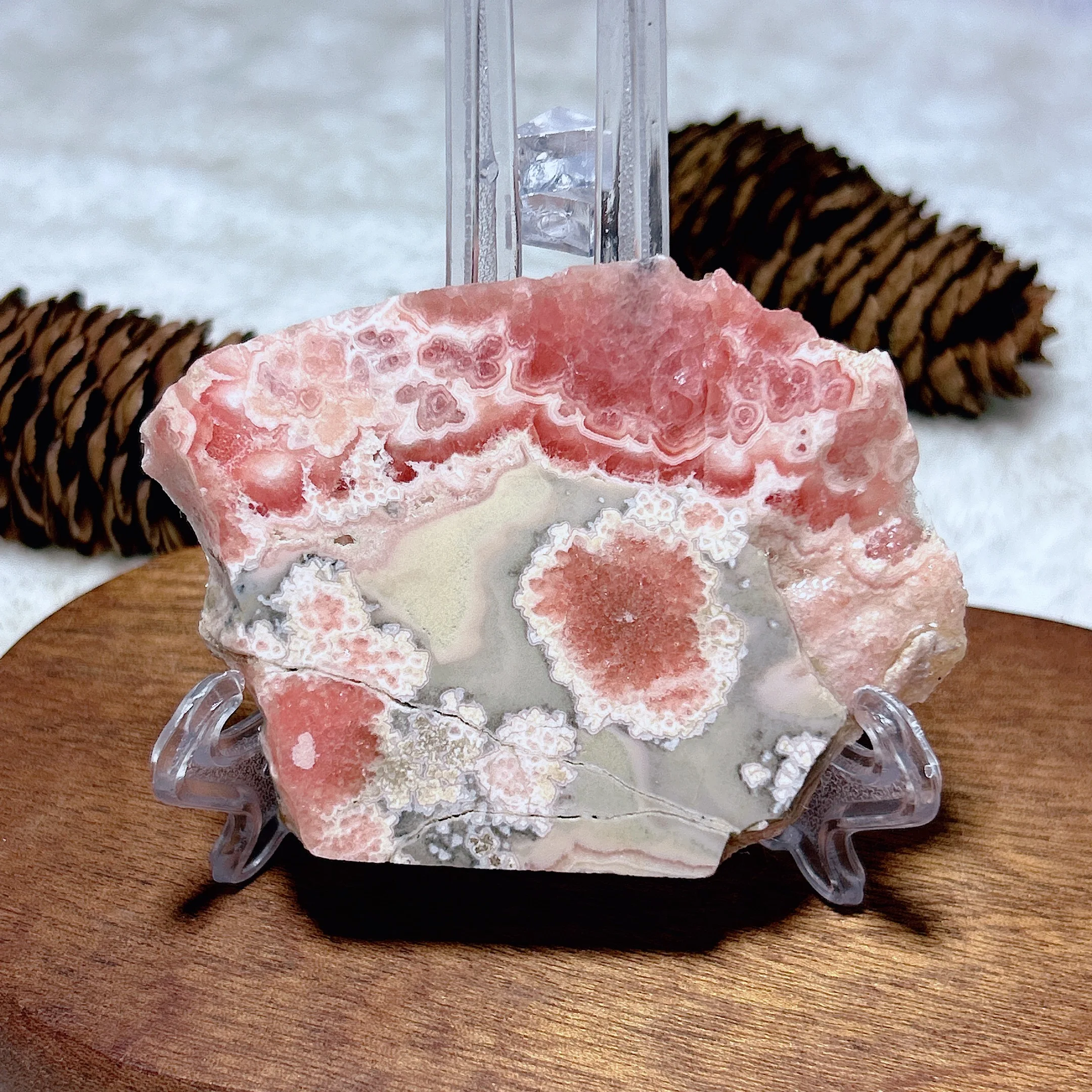 Natural Crystals Argentina Rhodochrosite Slab Slice High Quality Healing Gemstones Mineral Energy Home Decorations Gift