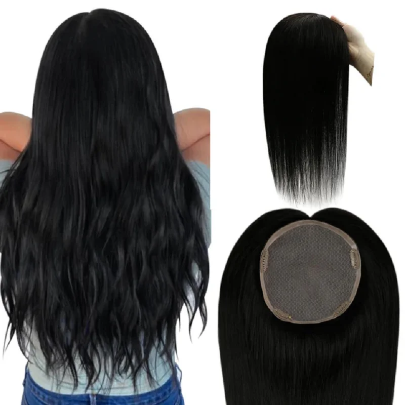 YoungSee Premium Remy Hair Toppers Pure Color Hair Best Hair Topper For Women  Natural Straight Soft 13*13inch 10-18Inch