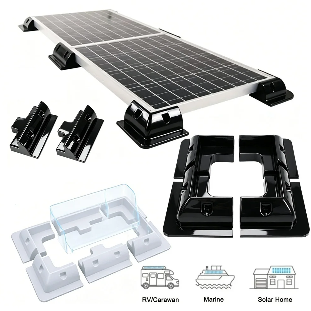 Support de panneau solaire RV 2/4/6 pièces, montage sans perçage, boîte de jonction latérale d'angle, installation sur toit pour caravane, yacht, marine, maison