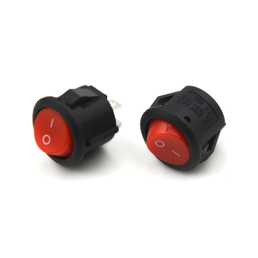 10Pcs 16mm Diameter Small Round Rocker Switches Black Mini Round Black White Red 2 Pin ON-OFF Rocker Switch 3A/250V