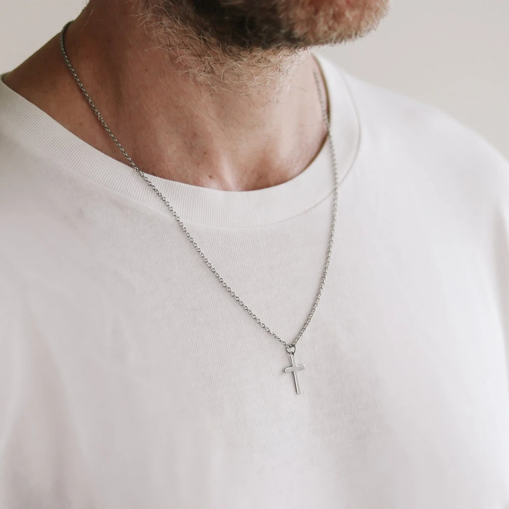 

Classic Stainless Steel Jesus Cross Necklace Men's Necklace Christian Supernatural Stainless Steel Jewelry Gift 2024