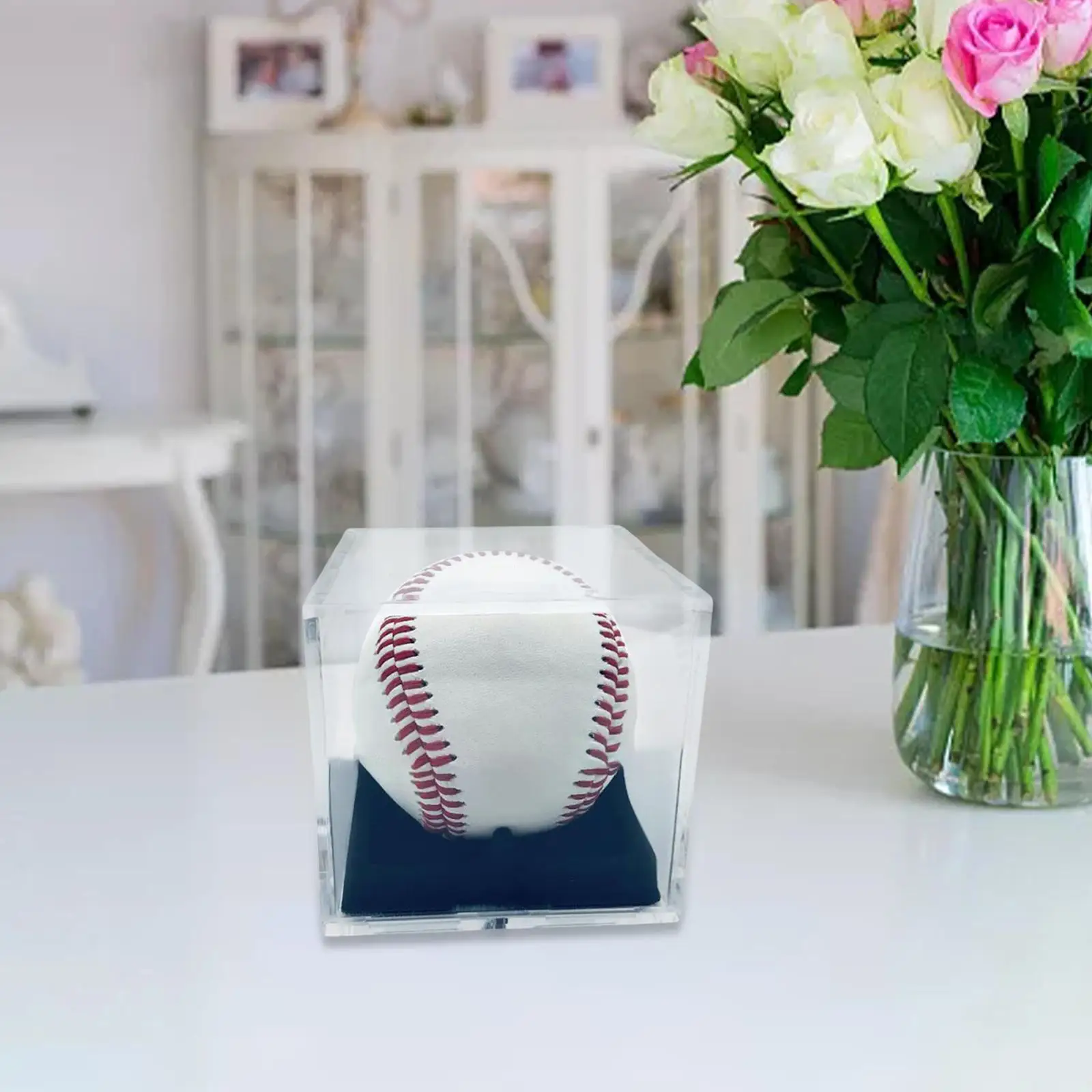 Dustproof Storage Box, Acrylic Baseball Stand with Holder, Display Case Visual