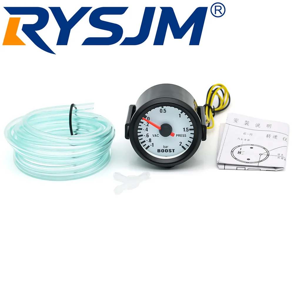 12V 52MM Turbo-Boost-Messgerät mit blauer LED-Beleuchtung -1~2Bar Boost-Turbo-Meter-Anzeige für universelle Benzin-Fahrzeuge