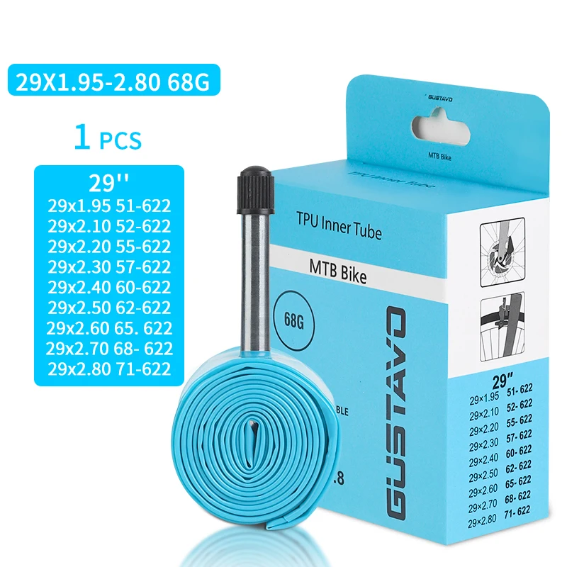 GUSTAVO خفيفة الدراجة الأنبوب الداخلي 26 27.5 29 بوصة دراجة جبلية إطار من البولي يوريثان 45 مللي متر الألومنيوم شرادير صمام #1