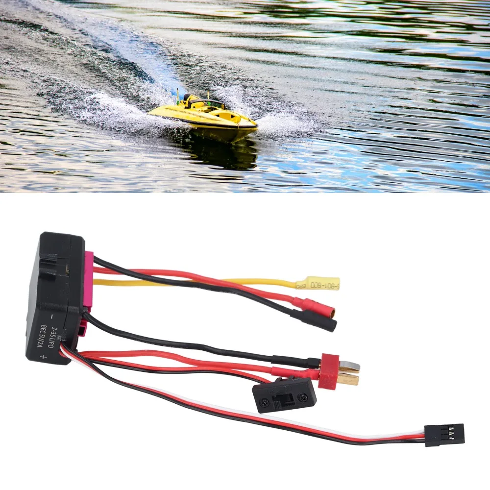 Durable 35A Brushless ESC Waterproof Dust-Proof Electronic Speed Controller Red Brushless Motor ESC For RC Boat