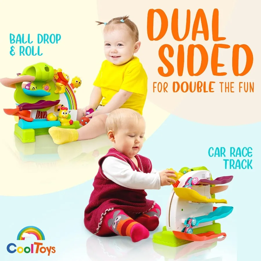 CoolToys-juguete de caída de pelota para niños pequeños, rampa de coche de desarrollo 2 en 1, pista de carrera y juguete de seguimiento Popper de pelota, educativo Montessori