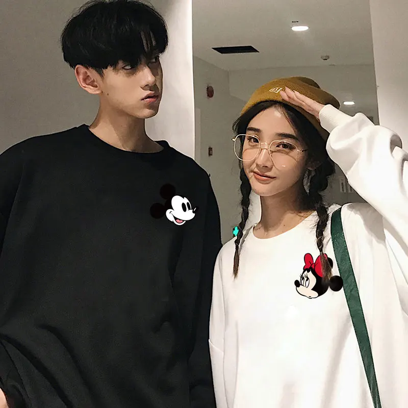 Cartoon Disney Mickey Minnie Couple Sweater Parent Child 2024 New Trendy Mickey Mouse Round Neck Sweater Fashion Dressing