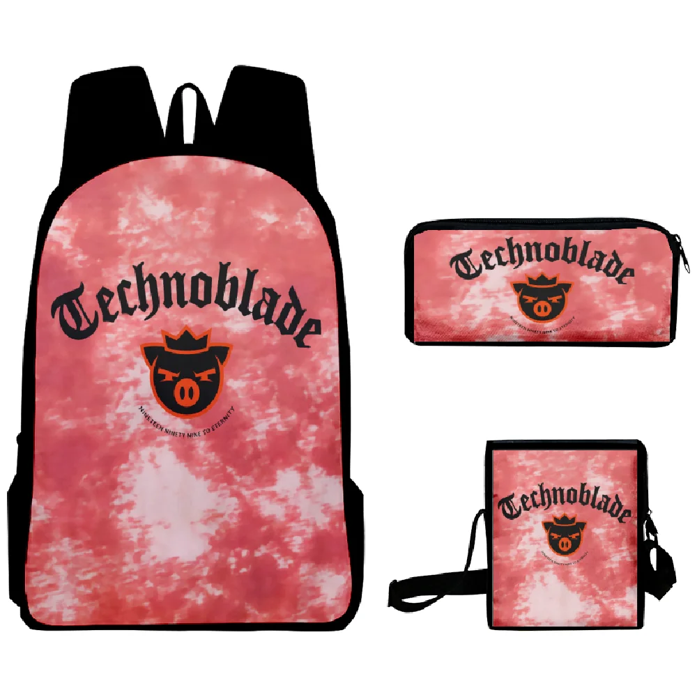 

Technoblade Merch To Eternity Pink Tie Dye Backpack 3 Pieces Sets Shoulder Bags Daypack Zipper Bag Pencil Bag