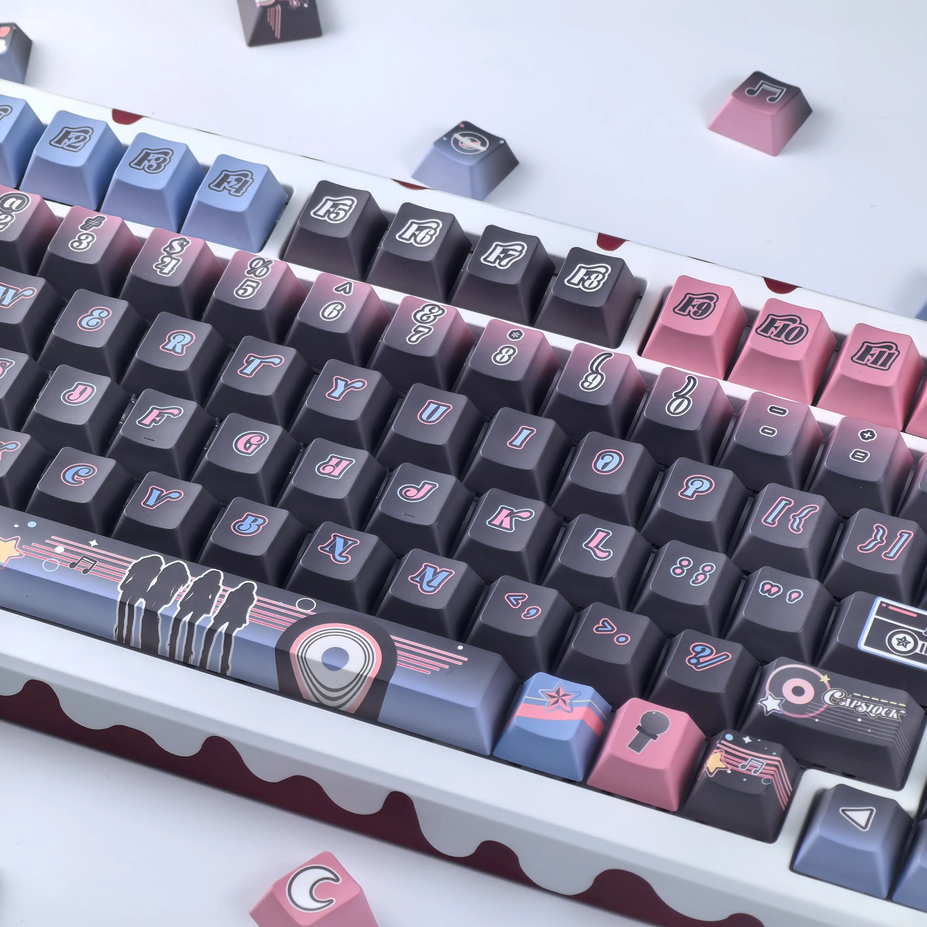 

Kpop стиль колпачок для клавиатуры черный и розовый градиент вишня Pbt Diy индивидуальный набор клавишных колпачков для клавиатуры