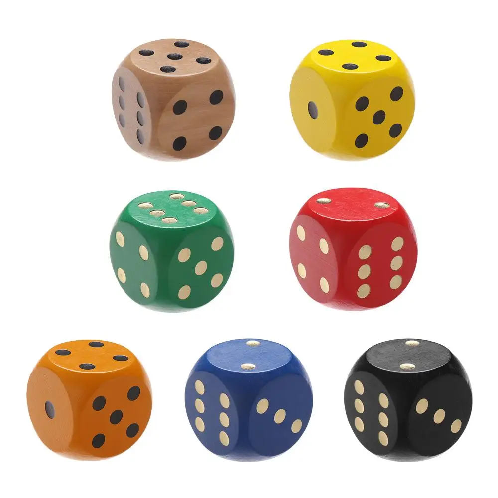 5cm 1pc New Solid Wood Point Entertainment items Party Camping Chess Props Round Sieve Wooden Dice Big Color Dice