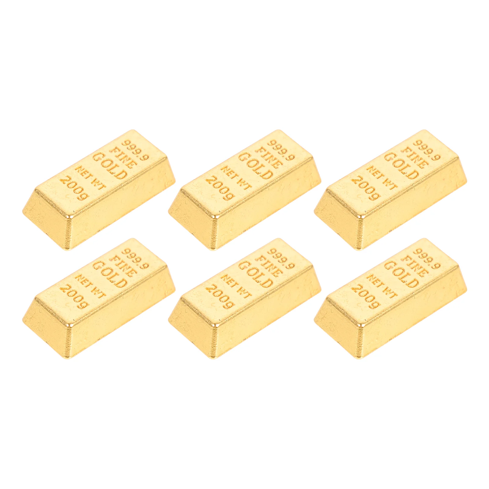 6 Pcs Treasure Model Artificial Gold Bars Decor Simulated Miniature Models Small House Toys Simulation Bricks Prop