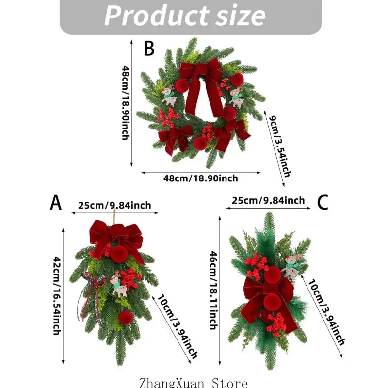 Weihnachten Weinrot Samtige Beeren Hängen Baum Simulation Kranz Schmuck Für Urlaub Party Tür Wand Dekore 3XUF – Detail 6