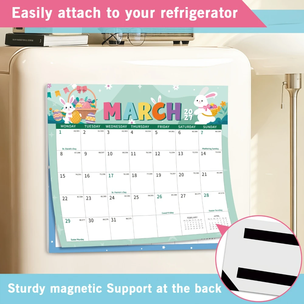 2027 Magnetic Calendar for Refrigerator 18 Monthly Calendar Tear-Off Pages with Corner Guard for Planning & Organizing Your Life
